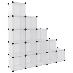 Berkfield Home Storage Cube Organiser with 15 Cubes & Doors Transparent PP in Clear - thumbnail 6