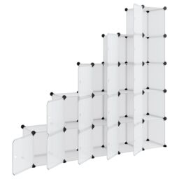 Berkfield Home Storage Cube Organiser with 15 Cubes & Doors Transparent PP in Clear - thumbnail 4