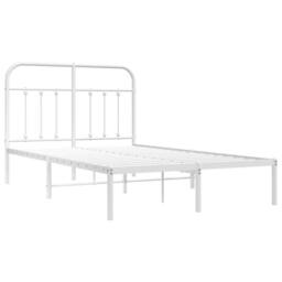 Berkfield Home Metal Bed Frame with Headboard White 120x200 cm - Size: Small Double - thumbnail 3