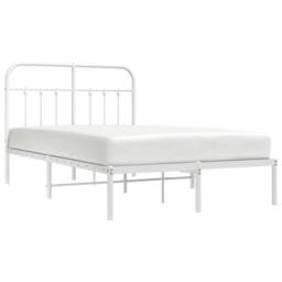 Berkfield Home Metal Bed Frame with Headboard White 120x200 cm - Size: Small Double - thumbnail 5