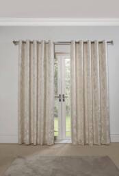 New Edge Blinds Meadows Lined Eyelet Jacquard Curtains in Cream - Size: 168 cm width x 183 cm drop - thumbnail 2