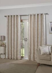 New Edge Blinds Meadows Lined Eyelet Jacquard Curtains in Cream - Size: 168 cm width x 183 cm drop - thumbnail 4
