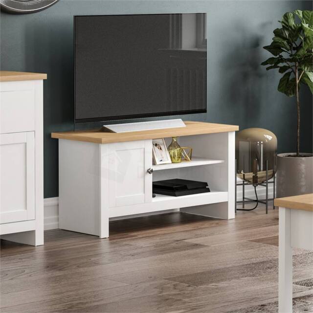 SPETLEK TV Cabinet Stand Unit Sideboard 1 Door, White Oak - Size: 0.6m2 - image 1