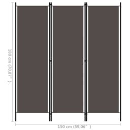 Berkfield Home 3-Panel Room Divider Anthracite 150x180 cm in Black - thumbnail 6