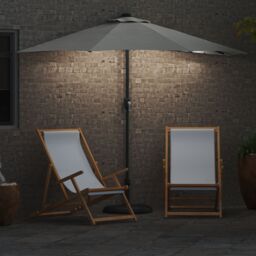 Berkfield Home Half Garden Parasol with Aluminium Pole in Sand 294 cm in Beige - thumbnail 4