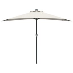 Berkfield Home Half Garden Parasol with Aluminium Pole in Sand 294 cm in Beige - thumbnail 5