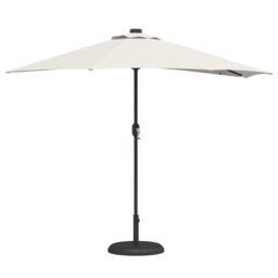 Berkfield Home Half Garden Parasol with Aluminium Pole in Sand 294 cm in Beige - thumbnail 3