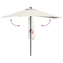 Berkfield Home Half Garden Parasol with Aluminium Pole in Sand 294 cm in Beige - thumbnail 9