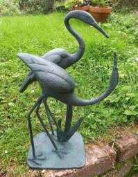 Inspirational Gifting Love Cranes Garden Sculpture Cast in Aluminium with Bronzed Finish in Bronze