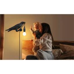 VOGREX 2PC Black Crow Resin LED Lamp E27 Modern Wall Light - thumbnail 3