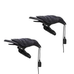 VOGREX 2PC Black Crow Resin LED Lamp E27 Modern Wall Light