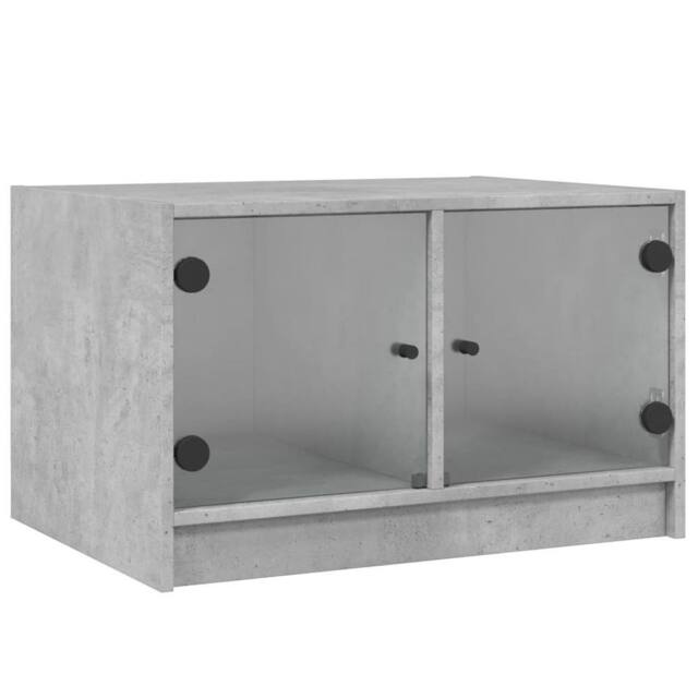 Berkfield Home Coffee Table with Glass Doors Concrete Grey 68x50x42 cm - Size: 68 x 50 x 42 cm - image 1