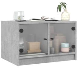 Berkfield Home Coffee Table with Glass Doors Concrete Grey 68x50x42 cm - Size: 68 x 50 x 42 cm - thumbnail 4