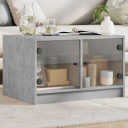 Berkfield Home Coffee Table with Glass Doors Concrete Grey 68x50x42 cm - Size: 68 x 50 x 42 cm - thumbnail 2