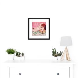 Artery8 Bakst Reclining Female Nude Book Illustration 8X8 Inch Square Wooden Framed Wall Art Print Picture with Mount in Black - thumbnail 2