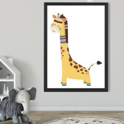 ARTZE Giraffe Tribal Animal Framed Print SIZE: A2 with Black Frame in Brown - Size: A4 - thumbnail 2