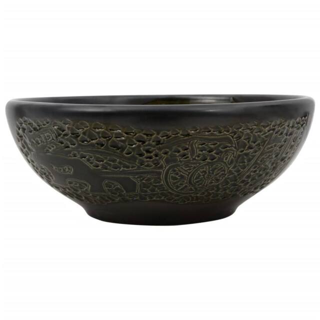 Berkfield Home Countertop Basin Black Round Œ¶41x14 cm Ceramic - Size: 41x14 cm - image 1