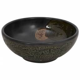 Berkfield Home Countertop Basin Black Round Œ¶41x14 cm Ceramic - Size: 41x14 cm - thumbnail 3