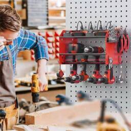 Nordara Heavy Duty Power Tool Organizer Wall Mount Drill Storage Rack in Red - thumbnail 3