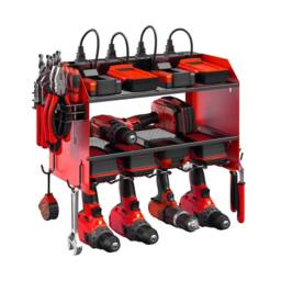 Nordara Heavy Duty Power Tool Organizer Wall Mount Drill Storage Rack in Red