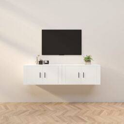 Berkfield Home Wall-mounted TV Cabinets 2 pcs White 80x34.5x40 cm - thumbnail 1