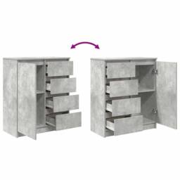 Berkfield Home Sideboard with Drawers Concrete Grey 71x35x84 cm Engineered Wood - Size: 71 x 35 x 84 cm - thumbnail 9