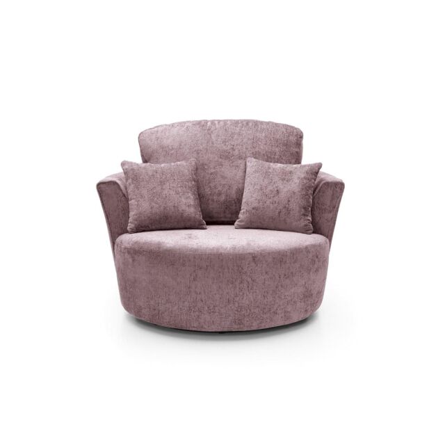 Abakus Direct Harriet Crushed Chenille Swivel Chair in Pink - image 1