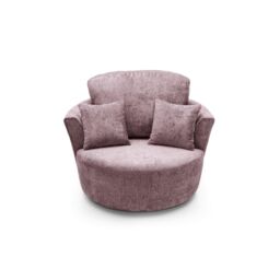 Abakus Direct Harriet Crushed Chenille Swivel Chair in Pink - thumbnail 4