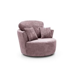Abakus Direct Harriet Crushed Chenille Swivel Chair in Pink - thumbnail 2