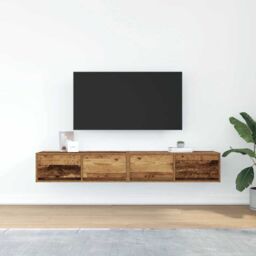 Berkfield Home TV Cabinets 2 pcs Old Wood 80x31x25.5 cm Engineered Wood in Brown - thumbnail 3