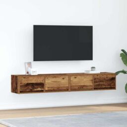 Berkfield Home TV Cabinets 2 pcs Old Wood 80x31x25.5 cm Engineered Wood in Brown - thumbnail 1