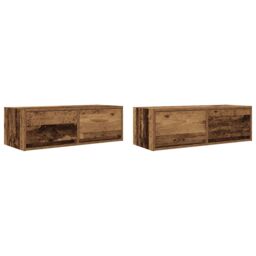 Berkfield Home TV Cabinets 2 pcs Old Wood 80x31x25.5 cm Engineered Wood in Brown - thumbnail 2