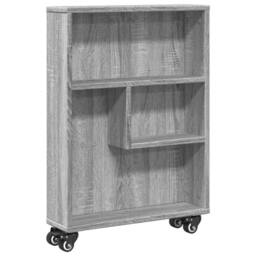 Berkfield Home Narrow Storage Trolley Grey Sonoma 48x13x68 cm Engineered Wood - Size: 48 x 13 x 68 cm - thumbnail 2