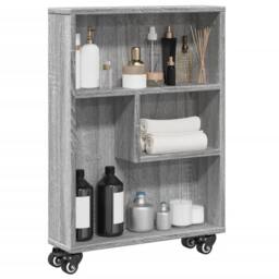 Berkfield Home Narrow Storage Trolley Grey Sonoma 48x13x68 cm Engineered Wood - Size: 48 x 13 x 68 cm - thumbnail 1
