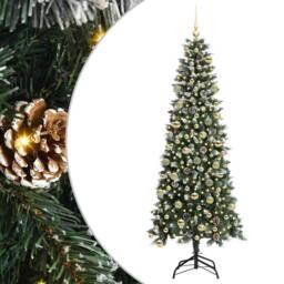 Berkfield Home Artificial Christmas Tree with 300 LEDs Green 86 x 86 x 210 cm - thumbnail 2