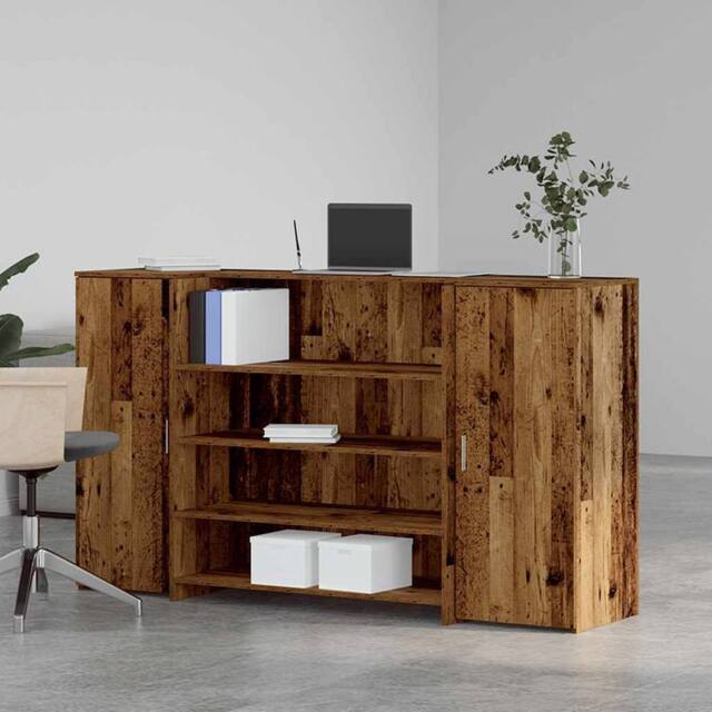 Berkfield Home Reception Desk Old Wood 180x50x103.5 cm Engineered Wood in Brown - image 1