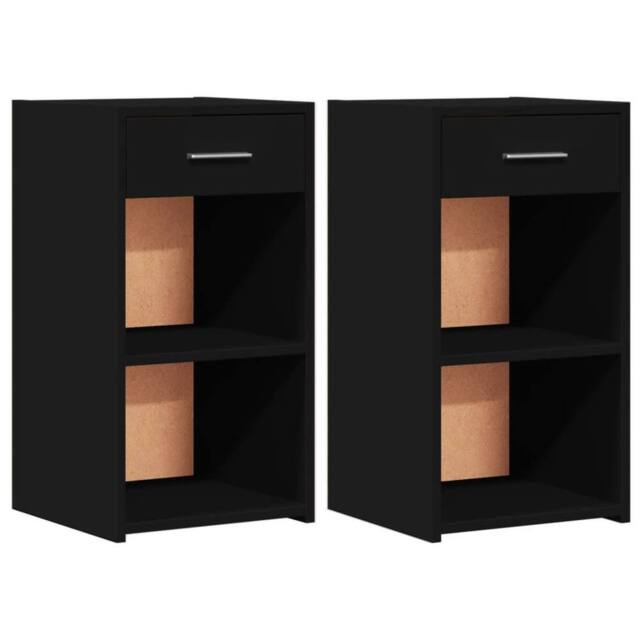Berkfield Home Bedside Cabinets 2 pcs Black 35x34x65 cm Engineered Wood - Size: 35 x 34 x 65 cm - image 1