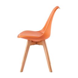 MCC Direct Set of 4 Dining Chairs Wooden Legs & Padded Seat Cushions Eva in Orange - thumbnail 4