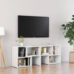 Berkfield Home TV Cabinet High Gloss White 104x30x52 cm Engineered Wood - Size: 104 x 30 x 52 cm - thumbnail 2