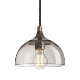 Industville Chelsea Glass Dome Pendant - 8 Inch in Bronze - Size: 8 inches