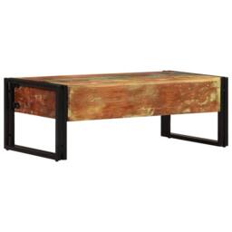Berkfield Home Beautiful Coffee Table with 3 Drawers Solid Reclaimed Wood 100x50 in Brown - thumbnail 4