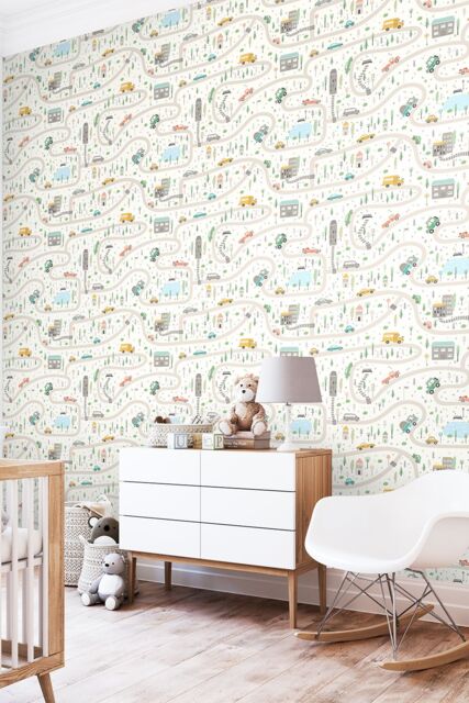 Hoopla Walls Road Trip 10m Matt Wallpaper in Natural - image 1