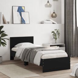 Berkfield Home Bed Frame without Mattress with LED Lights Black 75x190 cm Small Single - thumbnail 4