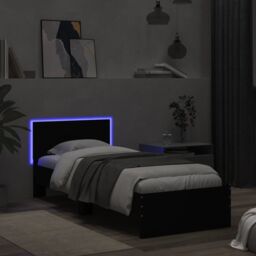 Berkfield Home Bed Frame without Mattress with LED Lights Black 75x190 cm Small Single - thumbnail 5