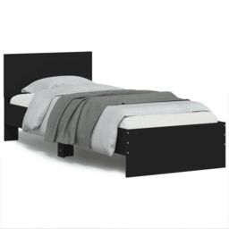 Berkfield Home Bed Frame without Mattress with LED Lights Black 75x190 cm Small Single - thumbnail 1