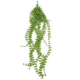 Leaf Artificial Hanging Trailing Plant UV Fire Resistant Pearl String 92cm Pack of 6 in Green - thumbnail 3