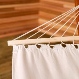 Charles Bentley 3M Garden Hammock With Wooden Arc Stand One Person - Cream - thumbnail 2