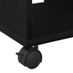 Berkfield Home Rolling Side Table Black Oak 50x30x55 cm Made of Engineered Wood - Size: 50 x 30 x 55 cm - thumbnail 9