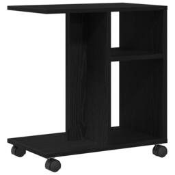 Berkfield Home Rolling Side Table Black Oak 50x30x55 cm Made of Engineered Wood - Size: 50 x 30 x 55 cm - thumbnail 5
