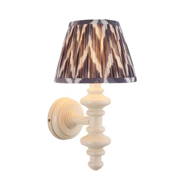 Netlighting Carnaby Almond White Wall Light Grey Fabric Zigzag Shade 20cm B22 - image 1